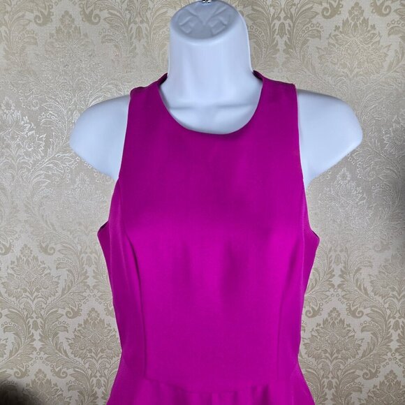 Adelyn Rae Size XS Hot Pink Halter Necked Dress Fit & Flare Keyhole Back Ruffle - Picture 2 of 14